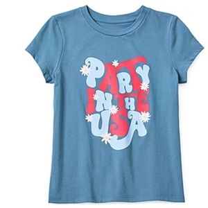 Olympics Girls Top Party In The USA Sz Large Patriotic Flag Red White Blue NWT